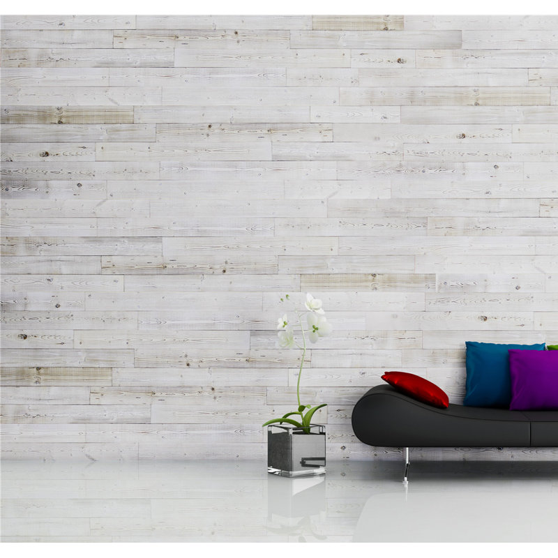 Kingsman Hardware 5" x 46.5" Reclaimed Peel and Stick Solid Wood Wall